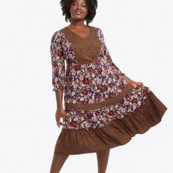 Draper James Midi Fit And Flare Fall Paisley Dress - Picture 1 of 10